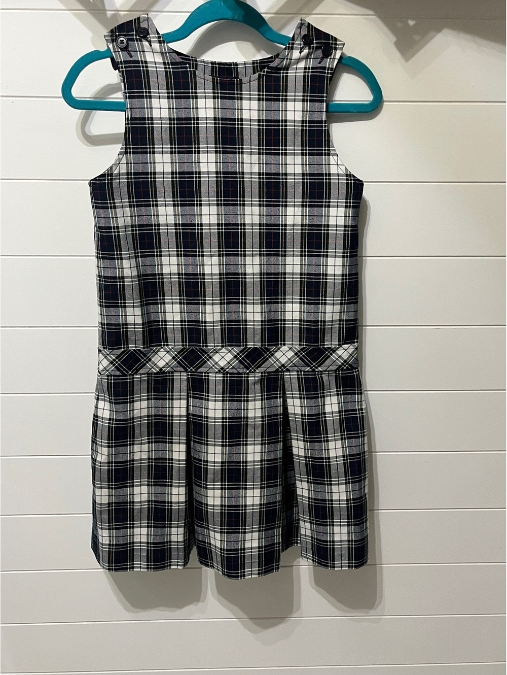 Parker Girls' Size 12 Plaid Sleeveless Dress with Button Detail